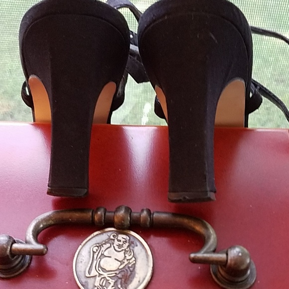 Satin Criss Cross Ankle Strap Heels - Picture 5 of 6